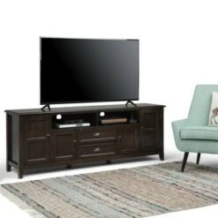 Portland TV Stand for TVs up to 80" - WyndenHall Mahogany Brown