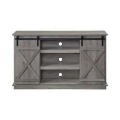 Home Entertainment Wooden TV Stand for TVs up to 65" Gray - Benzara