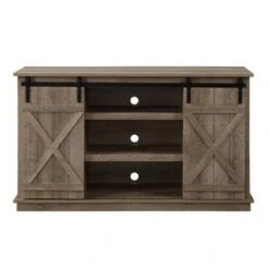 Home Entertainment Wooden TV Stand for TVs up to 65" Brown - Benzara