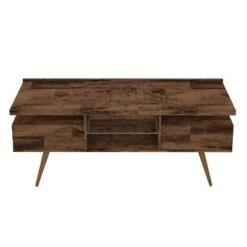 Wooden Entertainment 4 Open Compartments TV Stand for TVs up to 60" Brown - The Urban Port