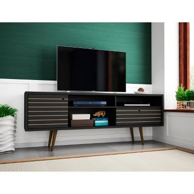 Liberty Mid-Century Modern 3 Shelving Spaces and 1 Drawer TV Stand for TVs up to 65" - Manhattan Comfort 3d Prints Rustic Brown 3 Liberty Mid-Century Modern 3 Shelving Spaces and 1 Drawer TV Stand for TVs up to 65" - Manhattan Comfort 3d Prints Rustic Brown