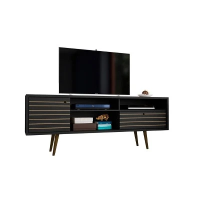 Liberty Mid-Century Modern 3 Shelving Spaces and 1 Drawer TV Stand for TVs up to 65" - Manhattan Comfort 3d Prints Rustic Brown 10 Liberty Mid-Century Modern 3 Shelving Spaces and 1 Drawer TV Stand for TVs up to 65" - Manhattan Comfort 3d Prints Rustic Brown - Image 8