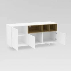 Carson TV Stand for TVs up to 60" White/Walnut - Chique