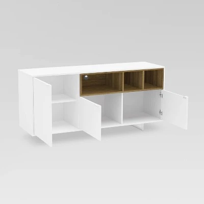 Carson TV Stand for TVs up to 60" White/Walnut - Chique 3 Carson TV Stand for TVs up to 60" White/Walnut - Chique