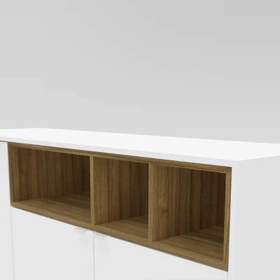 Carson TV Stand for TVs up to 60" White/Walnut - Chique 4 Carson TV Stand for TVs up to 60" White/Walnut - Chique - Image 2