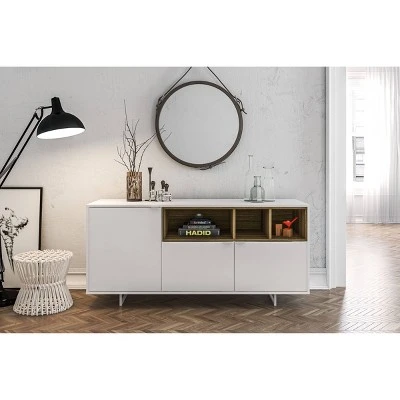 Carson TV Stand for TVs up to 60" White/Walnut - Chique 6 Carson TV Stand for TVs up to 60" White/Walnut - Chique - Image 4