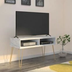Athena TV Stand for TVs up to 42" - Novogratz Marble Black