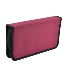 PiccoCasa Zipper Closure Double Sided Capacity CD DVD Storage Nylon PP Media Storage Racks 11.5" x 6" x 1.8" Black,Red 1 Pc