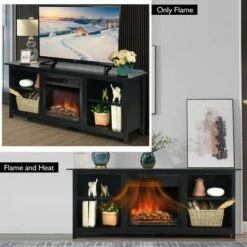 Costway 58'' 2-Tier Fireplace TV Stand W/18" Electric Fireplace Up to 65'' -Cheap TV Stands Store unnamed file 895