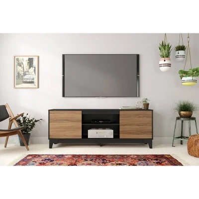 Rhapsody TV Stand for TVs up to 72" Black/Cinnamon - Nexera 3 Rhapsody TV Stand for TVs up to 72" Black/Cinnamon - Nexera