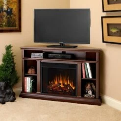 Real Flame Churchill Corner Electric TV Fireplace Dark Espresso