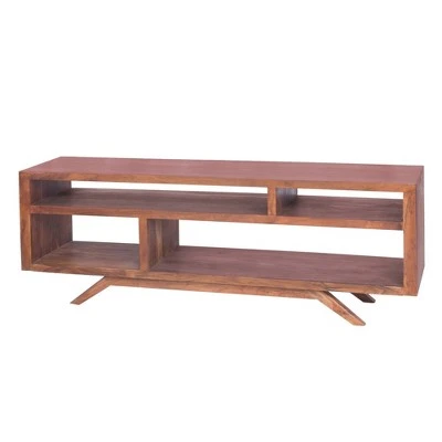 Wooden TV Stand for TVs up to 70" with Splayed Legs Brown - The Urban Port 3 Wooden TV Stand for TVs up to 70" with Splayed Legs Brown - The Urban Port