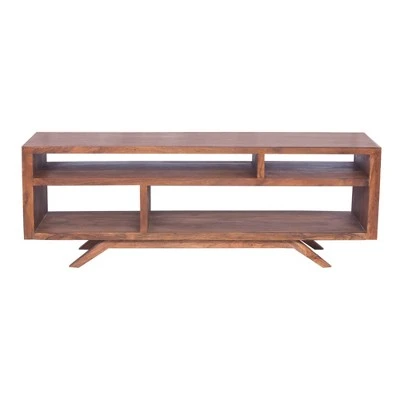 Wooden TV Stand for TVs up to 70" with Splayed Legs Brown - The Urban Port 4 Wooden TV Stand for TVs up to 70" with Splayed Legs Brown - The Urban Port - Image 2