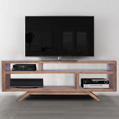 Wooden TV Stand for TVs up to 70" with Splayed Legs Brown - The Urban Port 8 Wooden TV Stand for TVs up to 70" with Splayed Legs Brown - The Urban Port - Image 6