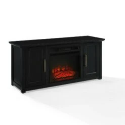 Camden Low Profile Fireplace TV Stand for TVs up to 50" - Crosley Black