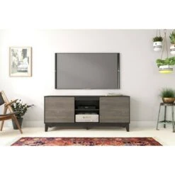 Rhapsody 2 Door TV Stand for TVs up to 70" - Nexera Black/nutmeg