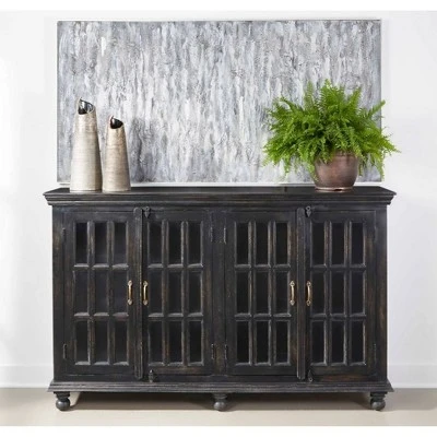 Colonnade 4 Door Media Credenza for TV's up to 74" - Treasure Trove Accents Black 6 Colonnade 4 Door Media Credenza for TV's up to 74" - Treasure Trove Accents Black - Image 4