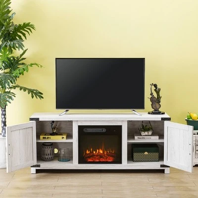 58" TV Stand for TVs up to 65" with Electric Fireplace Oak - Home Essentials 4 58" TV Stand for TVs up to 65" with Electric Fireplace Oak - Home Essentials - Image 2