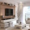 City 1.8 Floating Wall Theater Entertainment Center - Manhattan Comfort Maple Cream/off-white