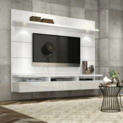 Cabrini 2.2 Floating Wall Theater Entertainment Center - Manhattan Comfort Gloss White