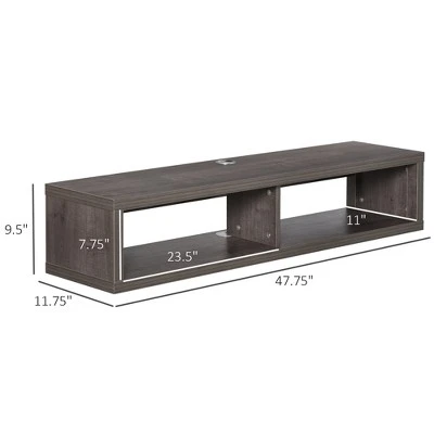HOMCOM Wall Mounted Media Console Floating Storage Shelf for Living Room or Home Office Dark Grey 6 HOMCOM Wall Mounted Media Console Floating Storage Shelf for Living Room or Home Office Dark Grey - Image 4