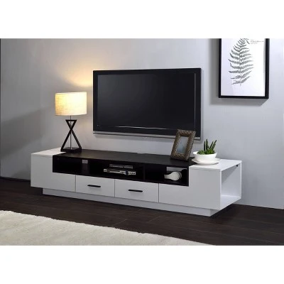 Armor TV Stand for TVs up to 70" White/Black - Acme Furniture 4 Armor TV Stand for TVs up to 70" White/Black - Acme Furniture - Image 3