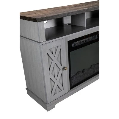 48" TV Stand for TVs up to 55" with Electric Fireplace Gray - Home Essentials 7 48" TV Stand for TVs up to 55" with Electric Fireplace Gray - Home Essentials - Image 5